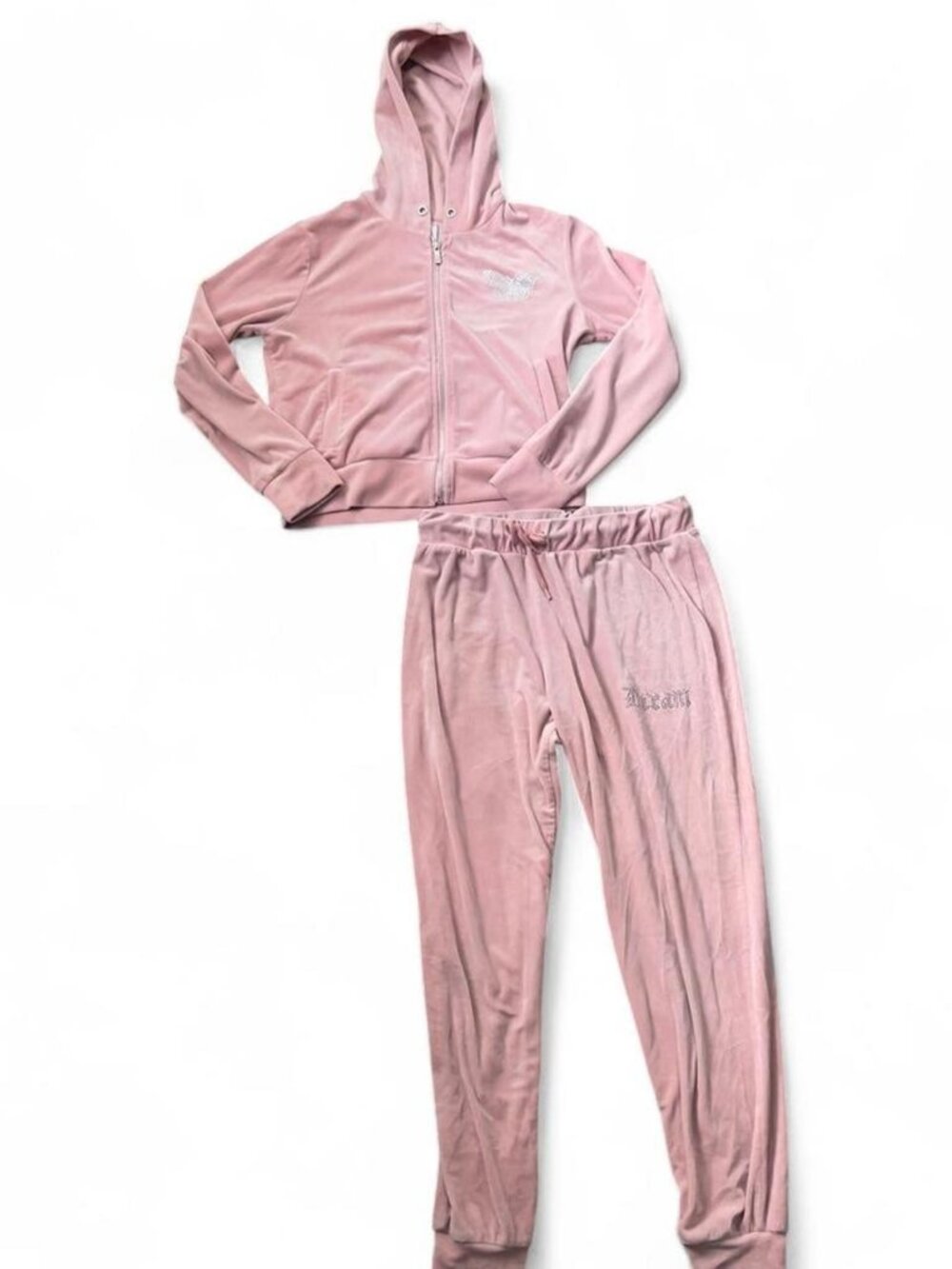 Pink tracksuit set with pockets and drawstring waist. Size: M #loungewear